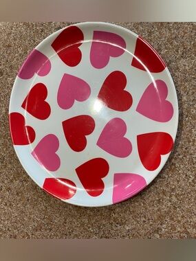 Amscan Pink and Red Heart Melamine Plate